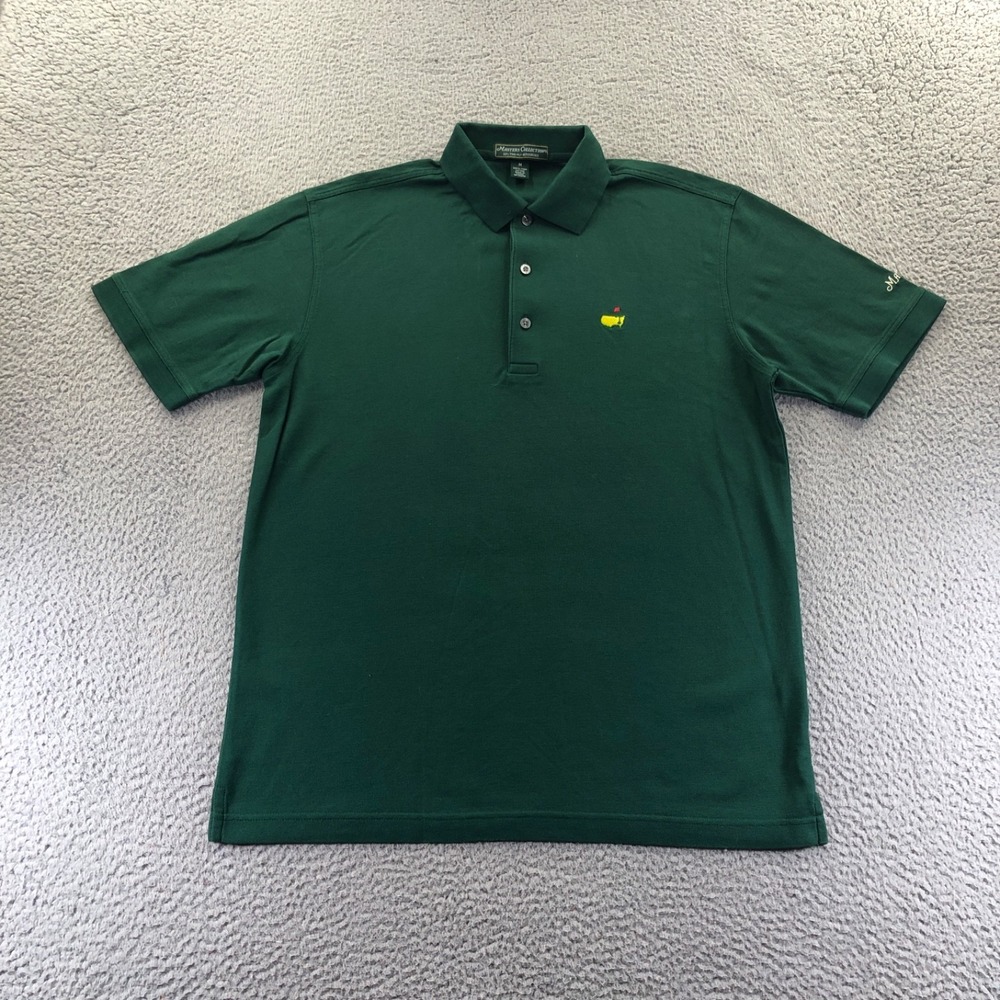 Masters Collection Shirt Mens Medium Green Embroidered Logo Golf Pima Cotton